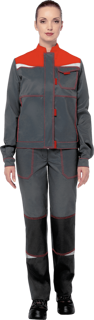 Костюм КМ-10 Люкс женский (куртка+брюки) серый с красным